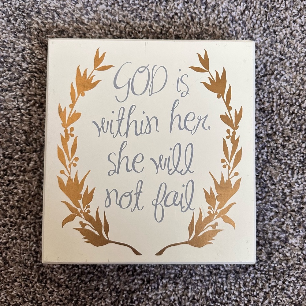 God is Within Her She Will Not Fail Block Standing Sign